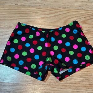 Natalie Dancewear Girls Polka Dot Gymnastics Dance Shorts Black Multi Size 4-6